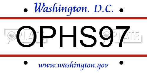 OPHS97 District Of Columbia License Plate