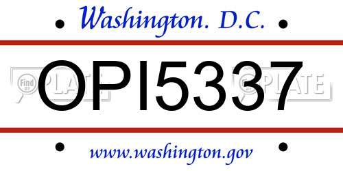 OPI5337 District Of Columbia License Plate