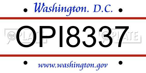 OPI8337 District Of Columbia License Plate