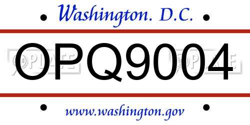 OPQ9004 District Of Columbia License Plate