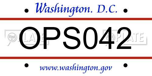 OPS042 District Of Columbia License Plate