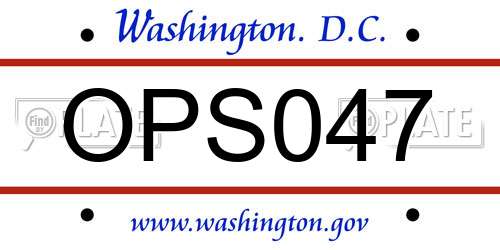 OPS047 District Of Columbia License Plate
