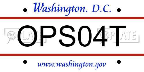 OPS04T District Of Columbia License Plate