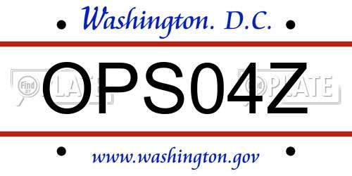 OPS04Z District Of Columbia License Plate