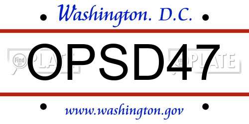 OPSD47 District Of Columbia License Plate