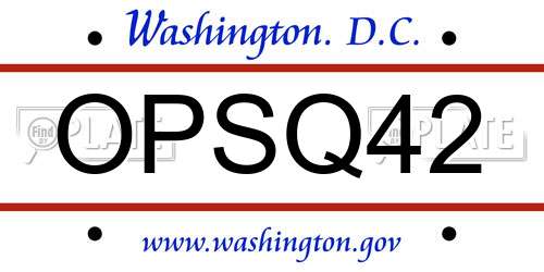 OPSQ42 District Of Columbia License Plate