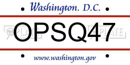 OPSQ47 District Of Columbia License Plate