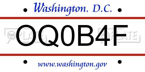 OQ0B4F District Of Columbia License Plate