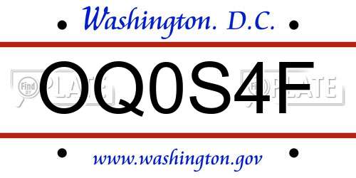 OQ0S4F District Of Columbia License Plate