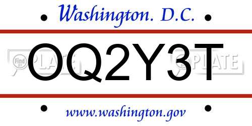 OQ2Y3T District Of Columbia License Plate