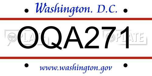 OQA271 District Of Columbia License Plate