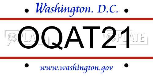 OQAT21 District Of Columbia License Plate