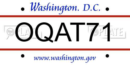 OQAT71 District Of Columbia License Plate