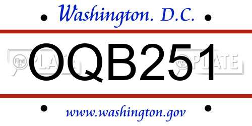 OQB251 District Of Columbia License Plate