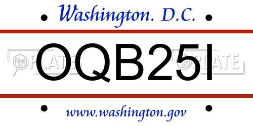 OQB25I District Of Columbia License Plate