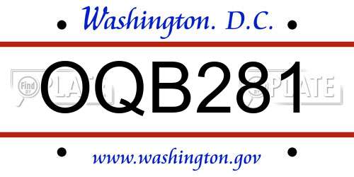 OQB281 District Of Columbia License Plate