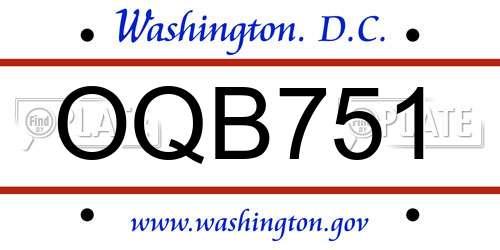 OQB751 District Of Columbia License Plate