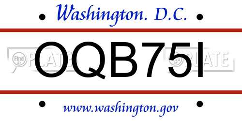 OQB75I District Of Columbia License Plate