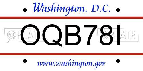 OQB78I District Of Columbia License Plate