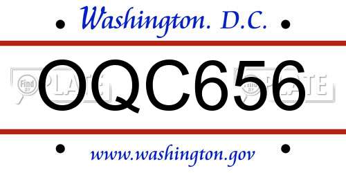 OQC656 District Of Columbia License Plate