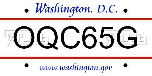 OQC65G District Of Columbia License Plate