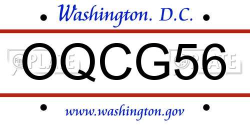 OQCG56 District Of Columbia License Plate