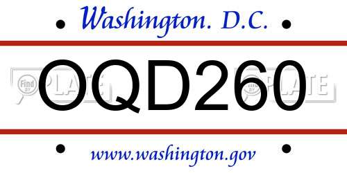 OQD260 District Of Columbia License Plate