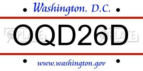 OQD26D District Of Columbia License Plate