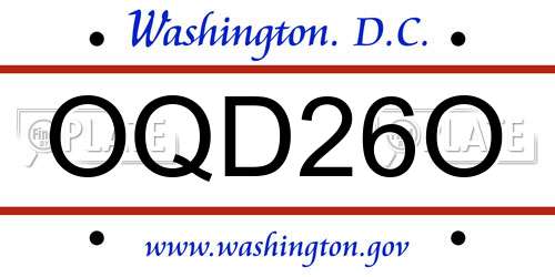 OQD26O District Of Columbia License Plate