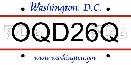 OQD26Q District Of Columbia License Plate