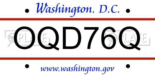 OQD76Q District Of Columbia License Plate