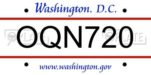OQN720 District Of Columbia License Plate