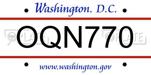 OQN770 District Of Columbia License Plate