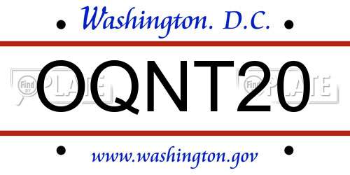OQNT20 District Of Columbia License Plate