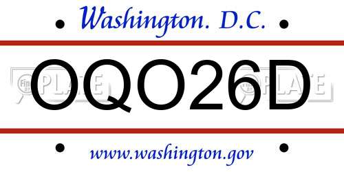 OQO26D District Of Columbia License Plate
