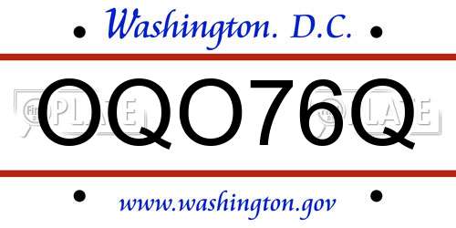 OQO76Q District Of Columbia License Plate