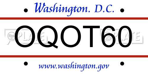 OQOT60 District Of Columbia License Plate