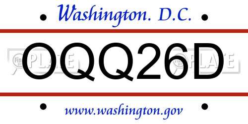 OQQ26D District Of Columbia License Plate