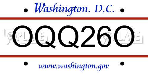OQQ26O District Of Columbia License Plate