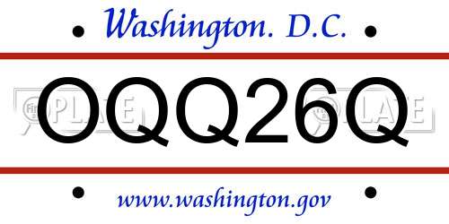 OQQ26Q District Of Columbia License Plate