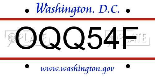 OQQ54F District Of Columbia License Plate