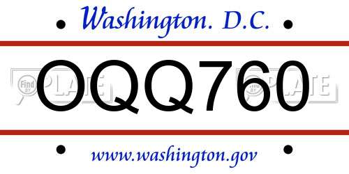 OQQ760 District Of Columbia License Plate