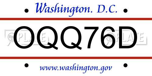 OQQ76D District Of Columbia License Plate