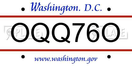 OQQ76O District Of Columbia License Plate
