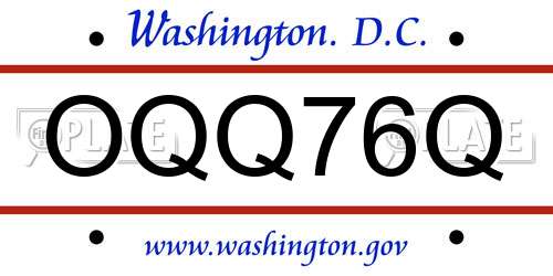 OQQ76Q District Of Columbia License Plate