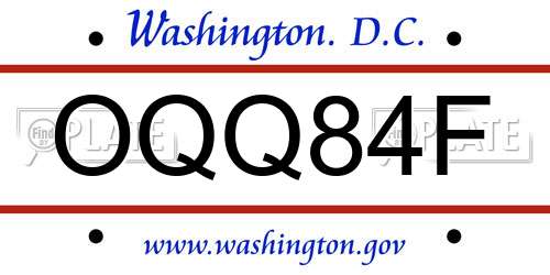 OQQ84F District Of Columbia License Plate
