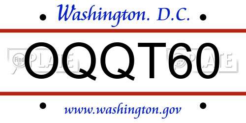 OQQT60 District Of Columbia License Plate