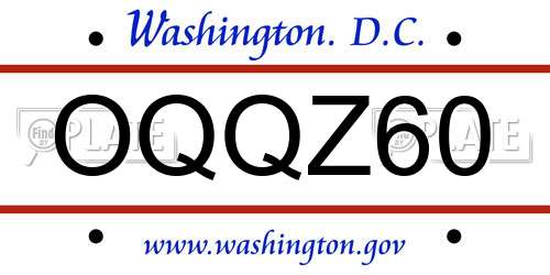 OQQZ60 District Of Columbia License Plate