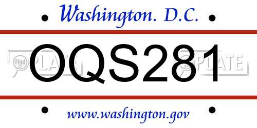 OQS281 District Of Columbia License Plate
