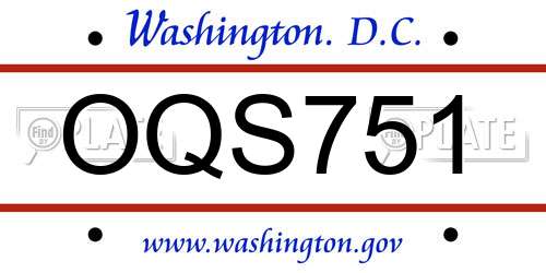 OQS751 District Of Columbia License Plate